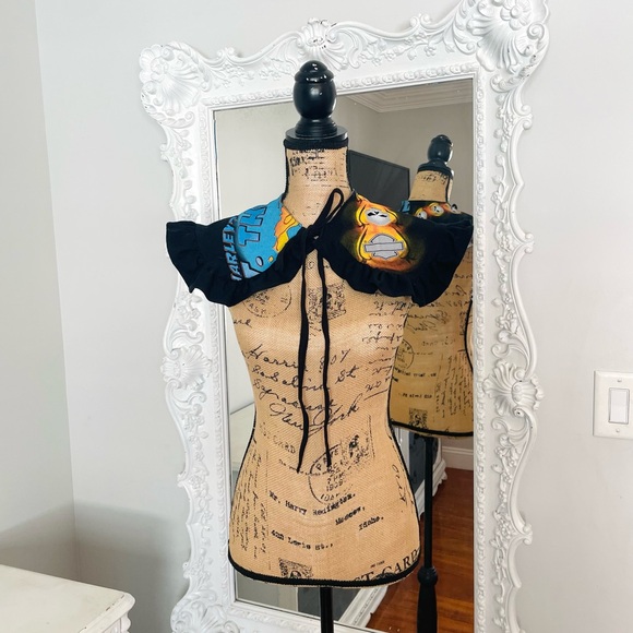 New York Couture Reworked Flames HARLEY DAVIDSON Logo Ruffle Detachable Collar - Picture 3 of 9